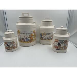 Set of 4 Vintage McCoy Milk Can Farmhouse Decor